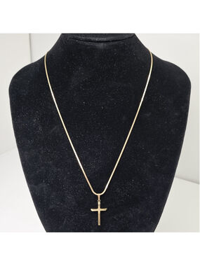 14K Gold Cross Pendant 10K Gold 20" Necklace Chain 3.35g 585 Crucifix